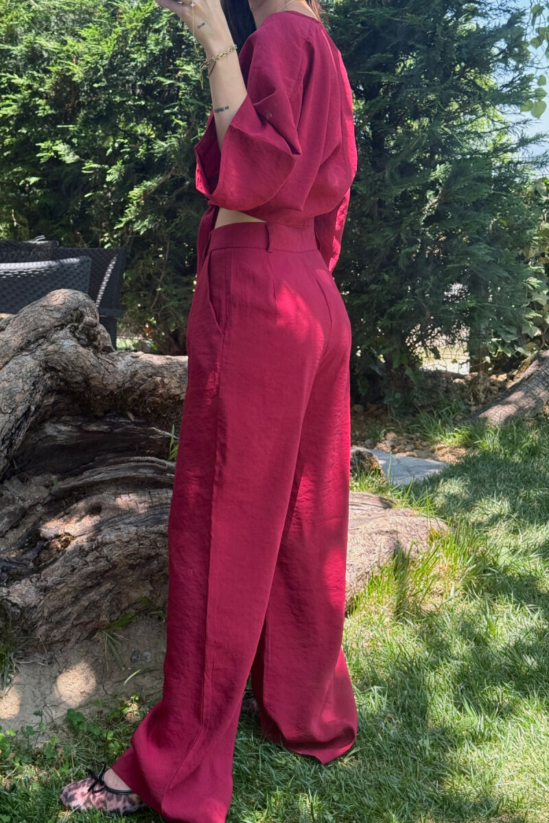 SET NJË NGJYRËSH CROP+PANTALLONA PËR FEMRA NË NGJYRËN VISHNJË - 3