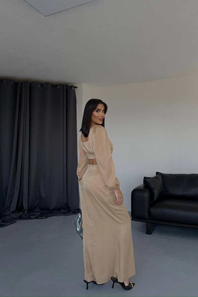 SET NJË NGJYRËSH CROP TOP+FUND PËR FEMRA NË NGJYRË BEZHË - 5