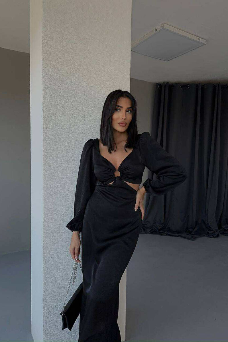 SET NJË NGJYRËSH CROP TOP+FUND PËR FEMRA NË NGJYRËN E ZEZË - 1
