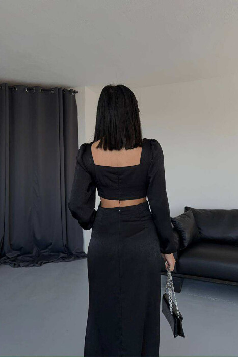 SET NJË NGJYRËSH CROP TOP+FUND PËR FEMRA NË NGJYRËN E ZEZË - 4