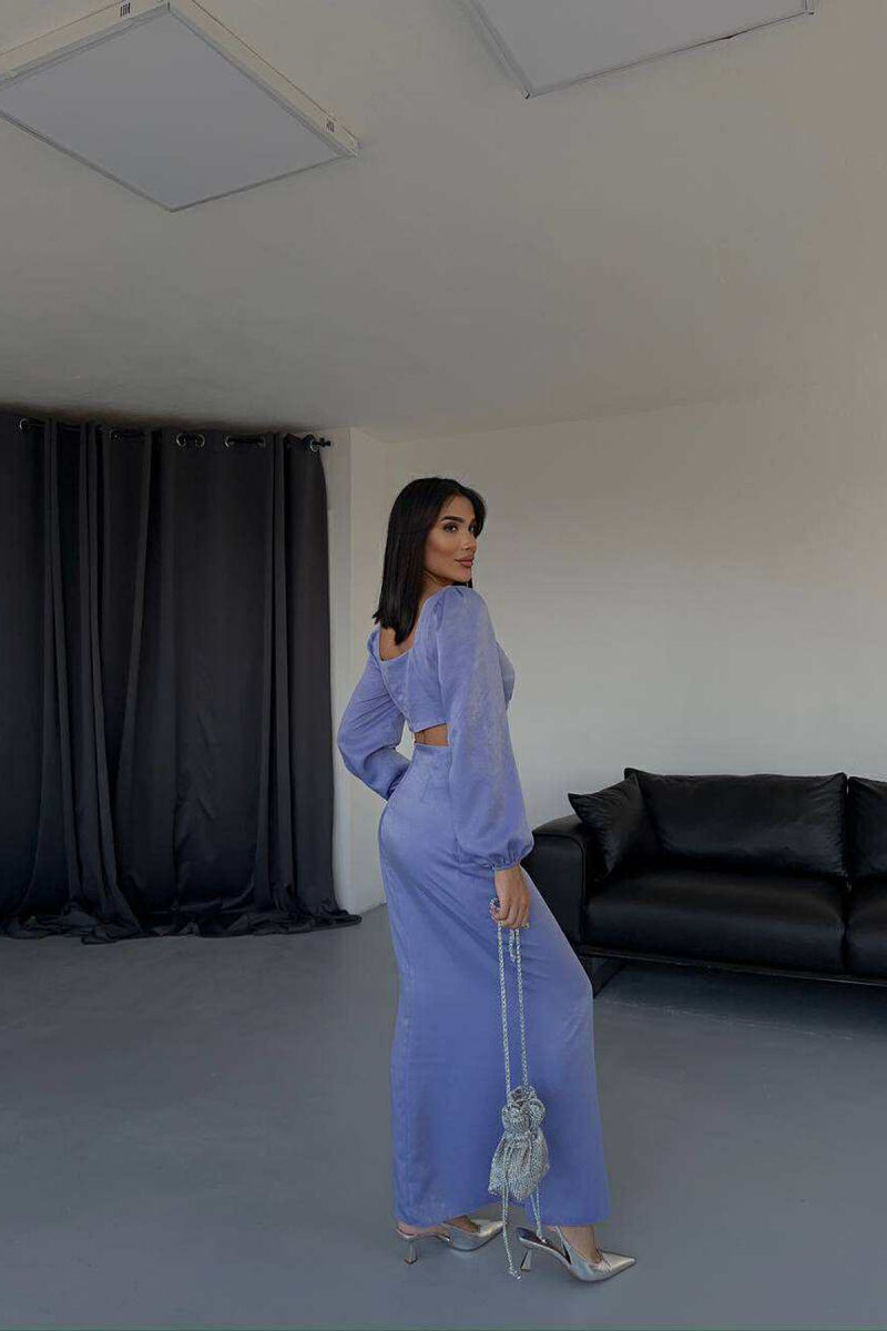 SET NJË NGJYRËSH CROP TOP+FUND PËR FEMRA NË NGJYRË LEJLA - 2