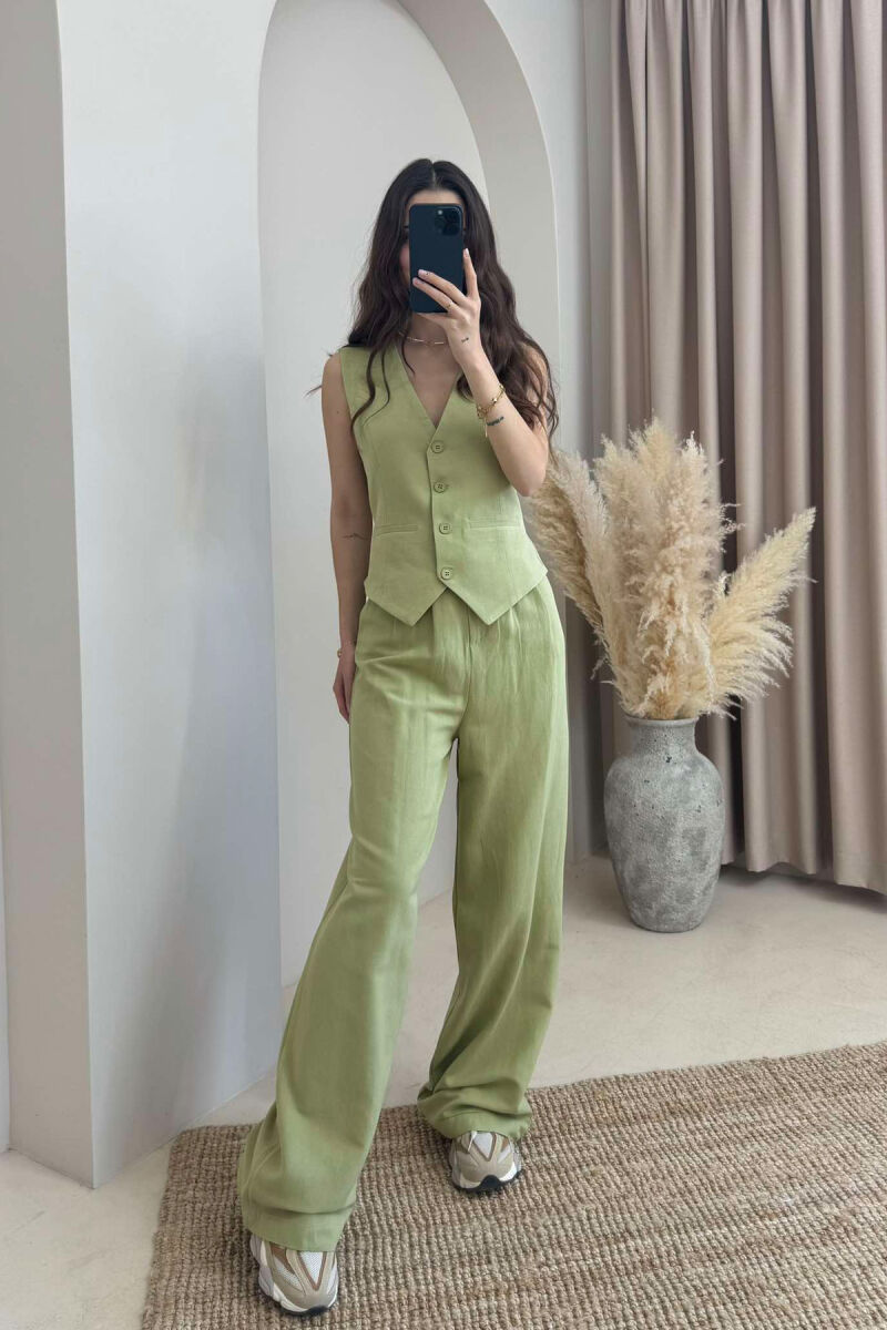 SET NJË NGJYRËSH I THJESHTË JELEK+PANTALLONA PËR FEMRA NË NGJYRË MENTE - 4