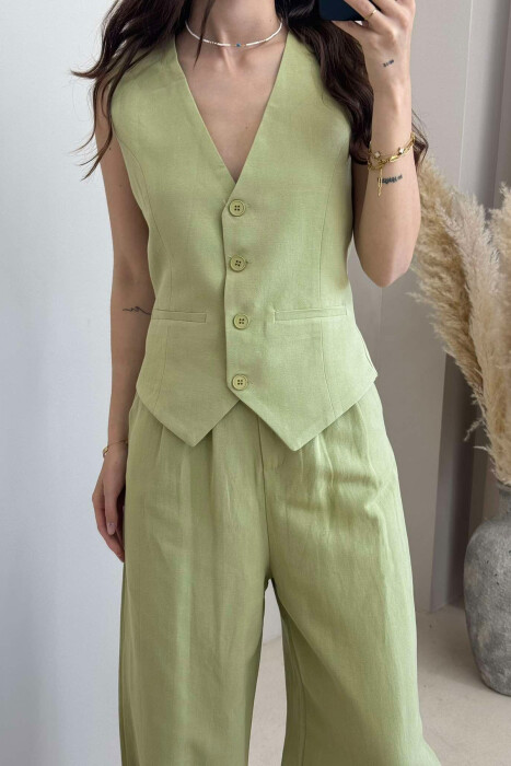 SET NJË NGJYRËSH I THJESHTË JELEK+PANTALLONA PËR FEMRA NË NGJYRË MENTE - 6