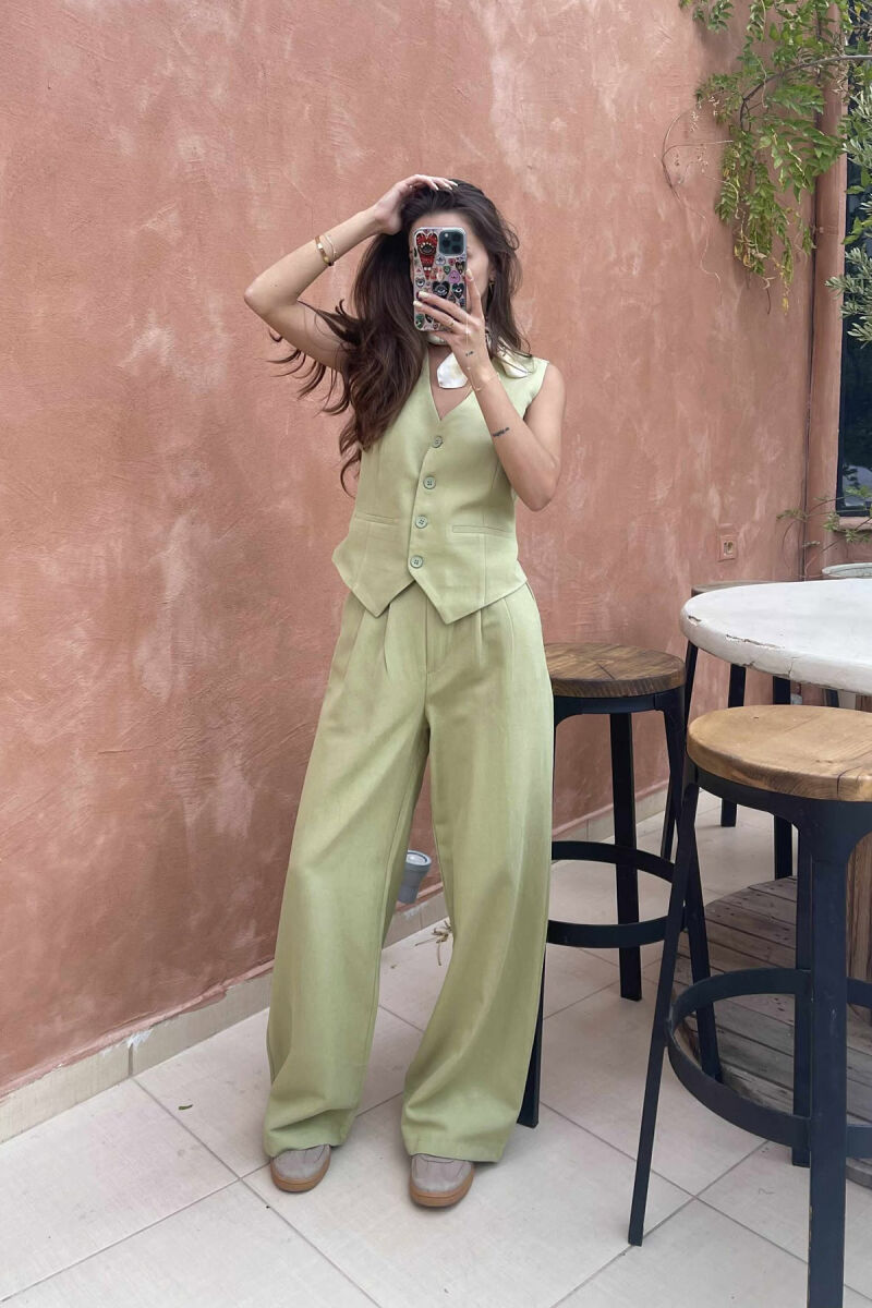 SET NJË NGJYRËSH I THJESHTË JELEK+PANTALLONA PËR FEMRA NË NGJYRË MENTE - 1