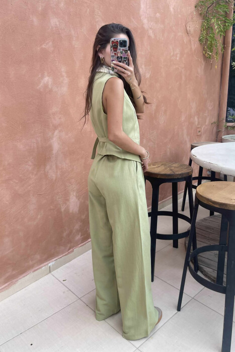 SET NJË NGJYRËSH I THJESHTË JELEK+PANTALLONA PËR FEMRA NË NGJYRË MENTE - 7