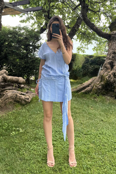 SET NJË NGJYRËSH KANATJERE+FUND-PANTALLON PËR FEMRA NË NGJYRË BABY BLUE - 2