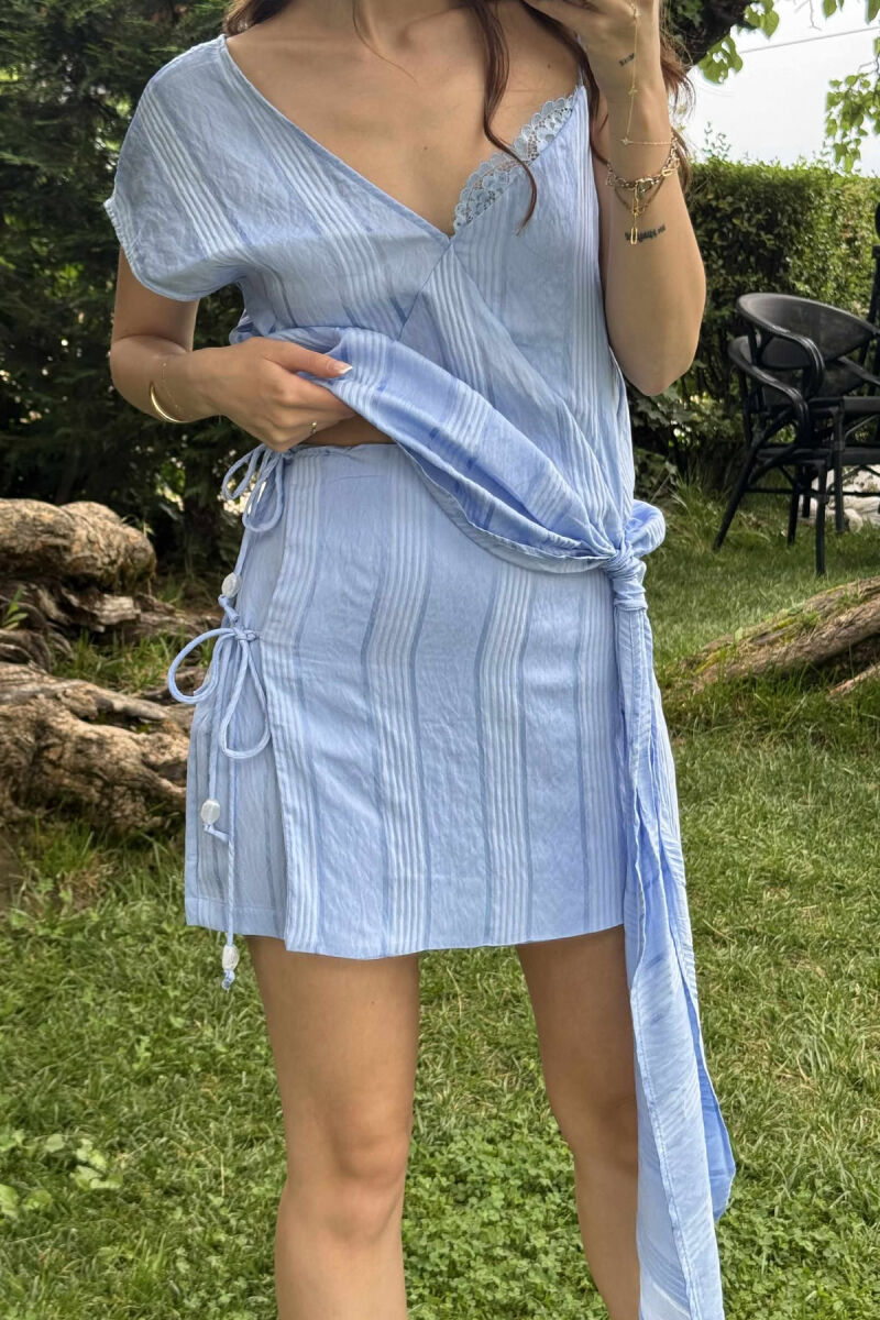 SET NJË NGJYRËSH KANATJERE+FUND-PANTALLON PËR FEMRA NË NGJYRË BABY BLUE - 3