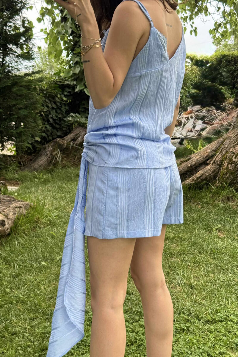 SET NJË NGJYRËSH KANATJERE+FUND-PANTALLON PËR FEMRA NË NGJYRË BABY BLUE - 4