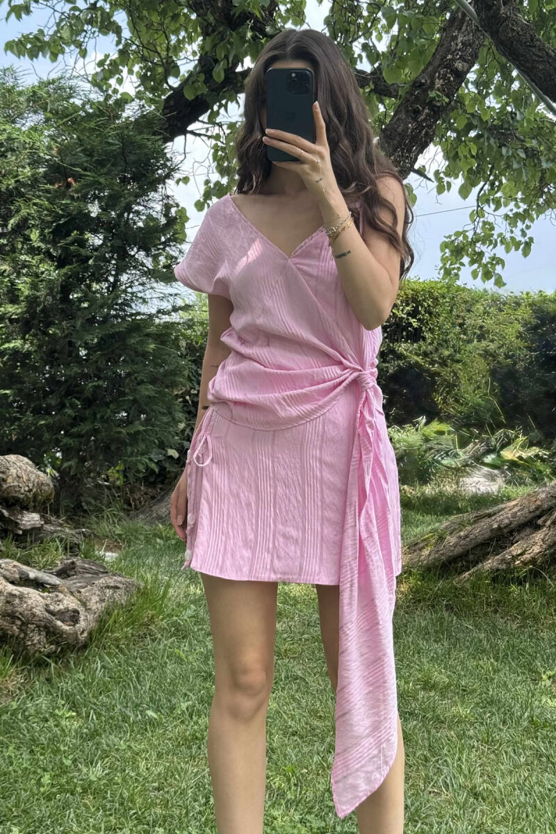 SET NJË NGJYRËSH KANATJERE+FUND-PANTALLON PËR FEMRA NË NGJYRË BABY PINK - 3