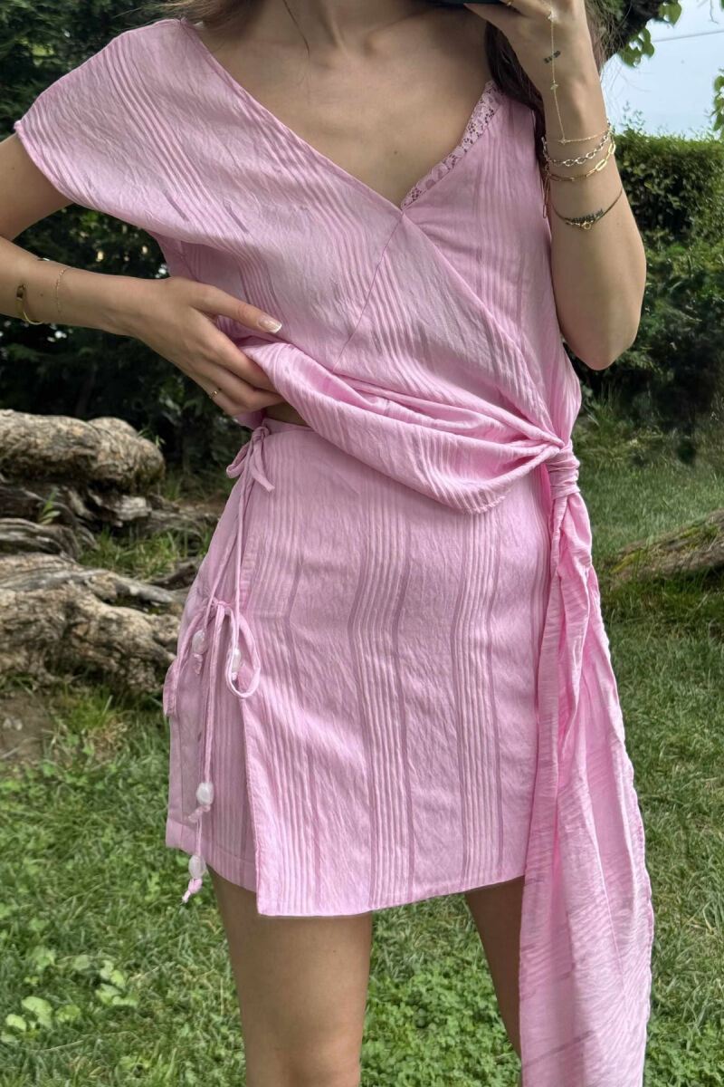 SET NJË NGJYRËSH KANATJERE+FUND-PANTALLON PËR FEMRA NË NGJYRË BABY PINK - 4