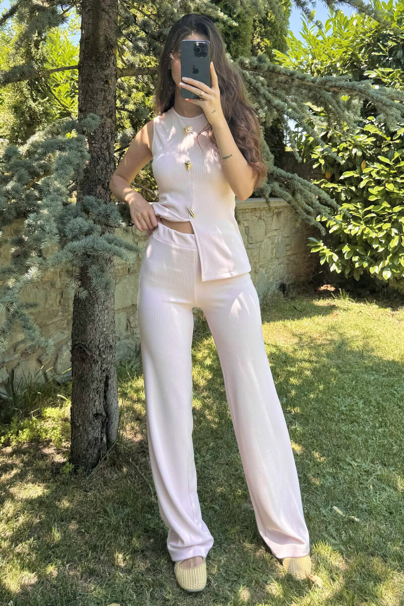 SET NJË NGJYRËSH KANATJERE+PANTALLONA PËR FEMRA NË NGJYRËN BABY PINK - 2