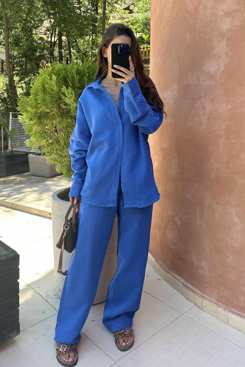SET NJË NGJYRËSH KËMISHË+PANTALLONA PËR FEMRA NË NGJYRËN BLU E ERRËT - 1