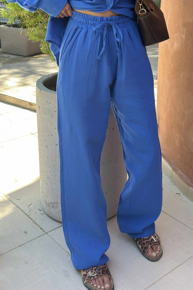 SET NJË NGJYRËSH KËMISHË+PANTALLONA PËR FEMRA NË NGJYRËN BLU E ERRËT - 4