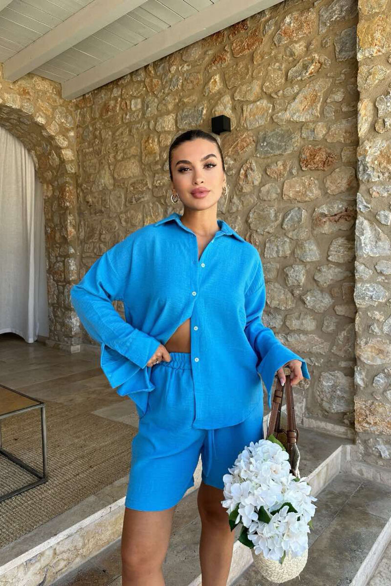 SET NJË NGJYRËSH KËMISHË+PANTALLONA TË SHKURTRA PËR FEMRA NË NGJYRË BLU - 6