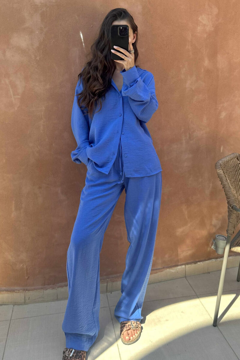 SET NJË NGJYRËSH KËMISHË+PANTALLONA PËR FEMRA NË NGJYRËN BLU - 2