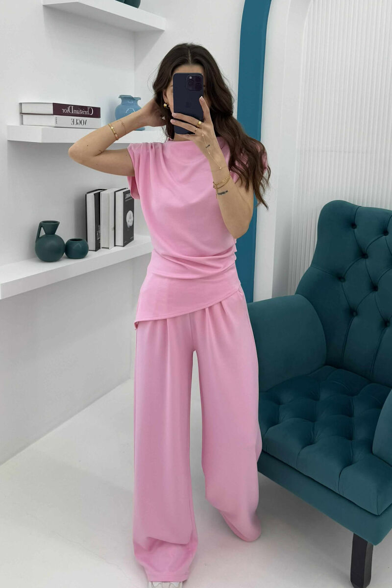 SET NJË NGJYRËSH KËMISHË+PANTALLONA PËR FEMRA NË NGJYRËN ROZË - 4