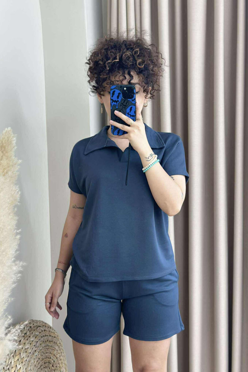SET NJË NGJYRËSH T-SHIRT+PANTALLONA TË SHKURTRA PËR FEMRA NË NGJYRËN GRI E ERRËT - 2