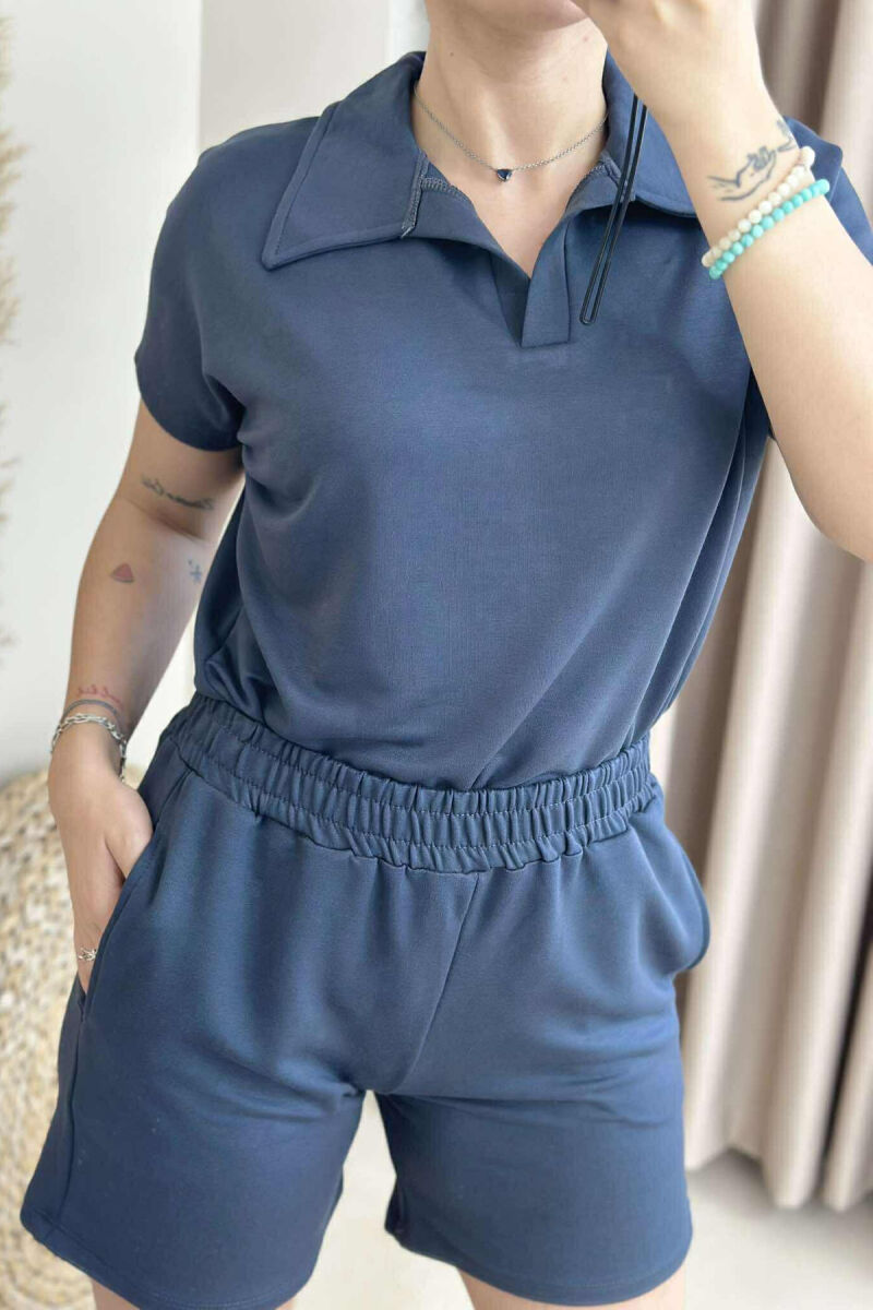 SET NJË NGJYRËSH T-SHIRT+PANTALLONA TË SHKURTRA PËR FEMRA NË NGJYRËN GRI E ERRËT - 3