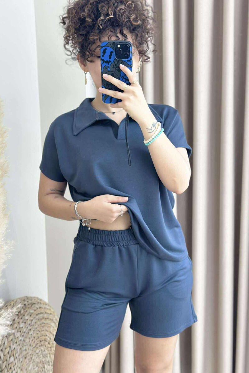 SET NJË NGJYRËSH T-SHIRT+PANTALLONA TË SHKURTRA PËR FEMRA NË NGJYRËN GRI E ERRËT - 4