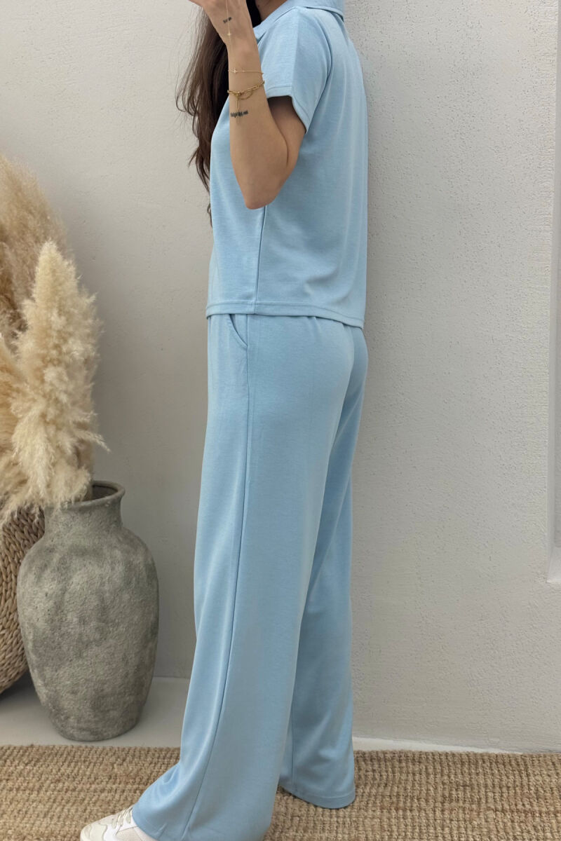 SET NJË NGJYRËSH T-SHIRT+TUTA PËR FEMRA NË NGJYRËN BLU E ZBARDHUR - 2