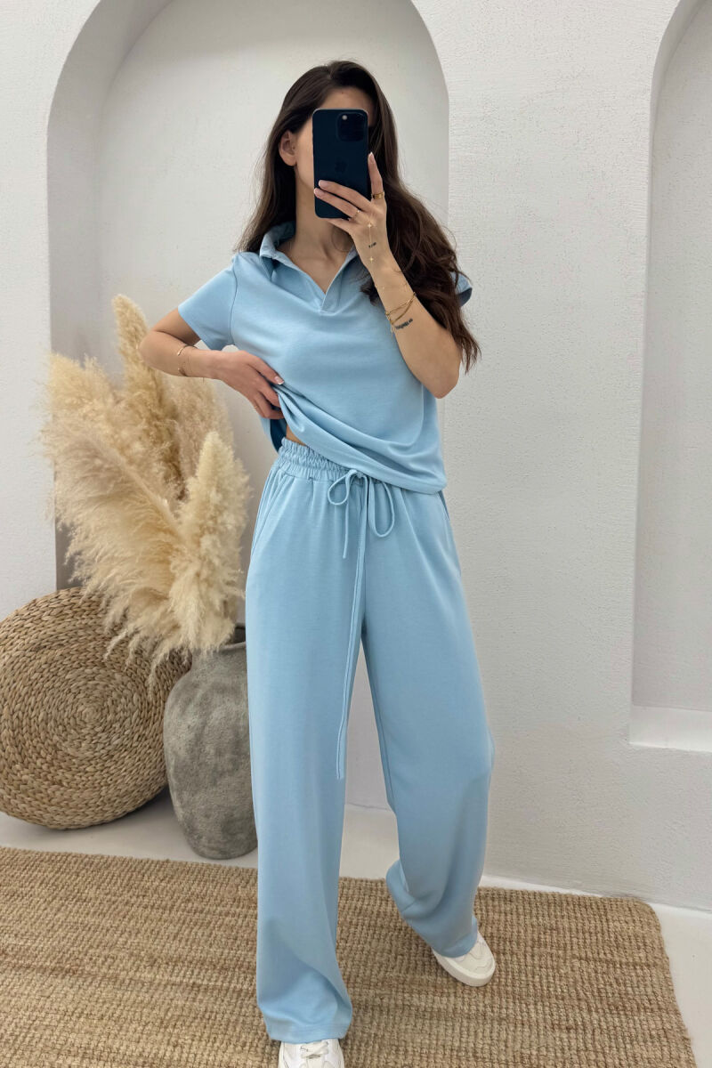 SET NJË NGJYRËSH T-SHIRT+TUTA PËR FEMRA NË NGJYRËN BLU E ZBARDHUR - 4