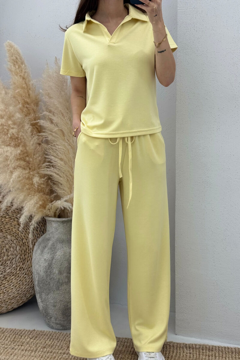 SET NJË NGJYRËSH T-SHIRT+TUTA PËR FEMRA NË NGJYRËN E VERDHË - 2