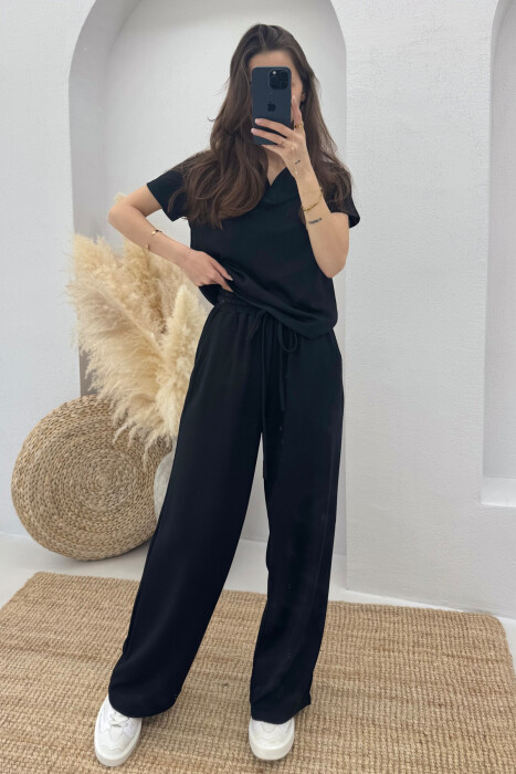 SET NJË NGJYRËSH T-SHIRT+TUTA PËR FEMRA NË NGJYRËN E ZEZË - 2