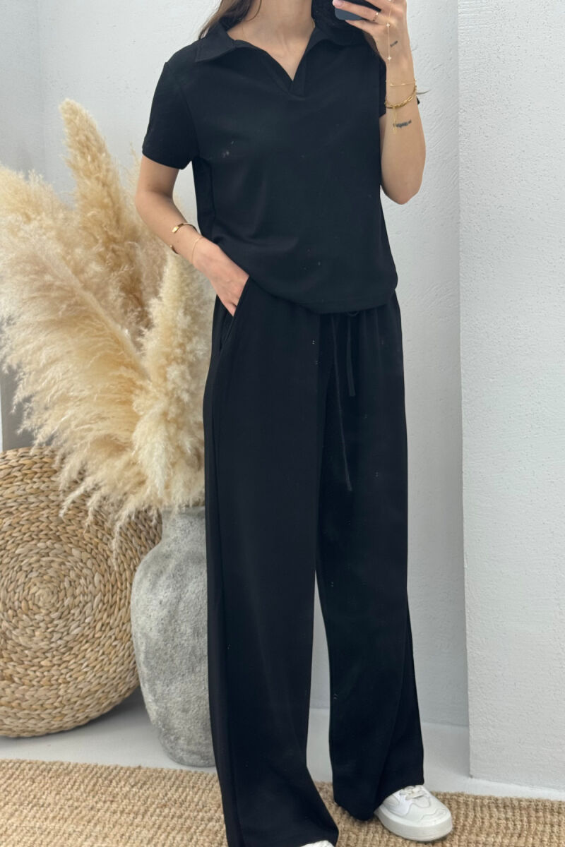 SET NJË NGJYRËSH T-SHIRT+TUTA PËR FEMRA NË NGJYRËN E ZEZË - 3
