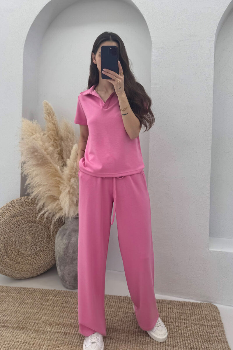 SET NJË NGJYRËSH T-SHIRT+TUTA PËR FEMRA NË NGJYRËN ROZË - 1