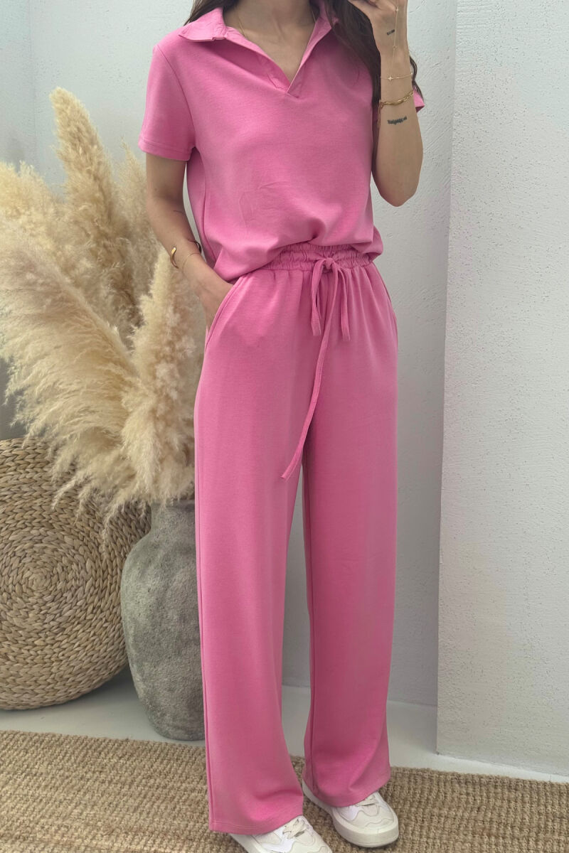 SET NJË NGJYRËSH T-SHIRT+TUTA PËR FEMRA NË NGJYRËN ROZË - 2