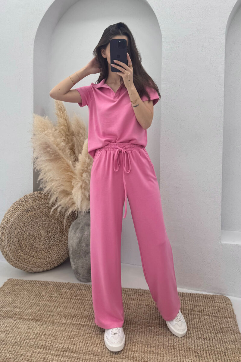 SET NJË NGJYRËSH T-SHIRT+TUTA PËR FEMRA NË NGJYRËN ROZË - 4