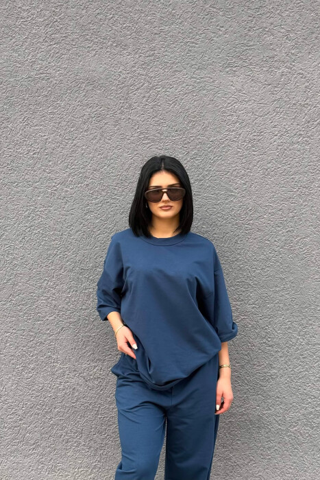 SET NJE NGJYRESH T-SHIRT I THJESHTE + TUTA PER FEMRA NE NGJYRE BLU - 3