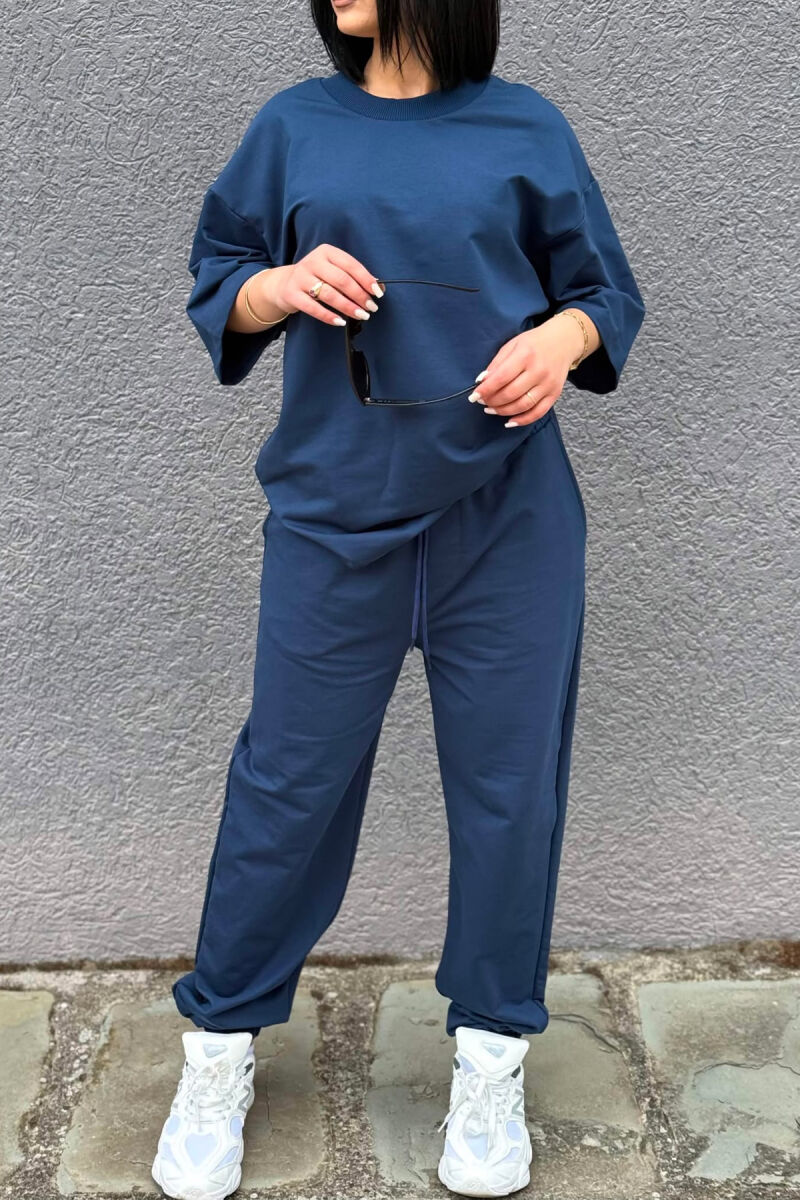 SET NJE NGJYRESH T-SHIRT I THJESHTE + TUTA PER FEMRA NE NGJYRE BLU TE ERRET - 2