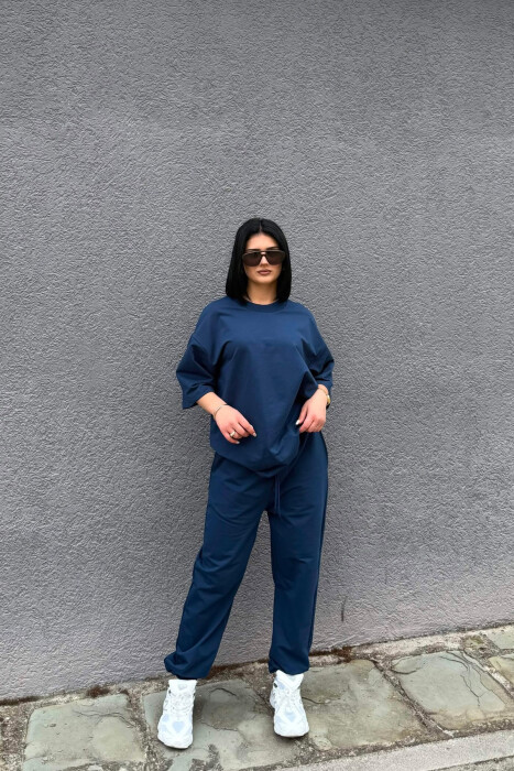 SET NJE NGJYRESH T-SHIRT I THJESHTE + TUTA PER FEMRA NE NGJYRE BLU TE ERRET - 4