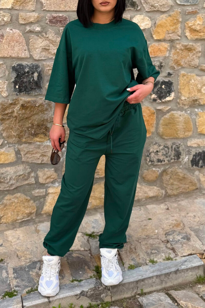 SET NJE NGJYRESH T-SHIRT I THJESHTE + TUTA PER FEMRA NE NGJYRE JESHILE - 2