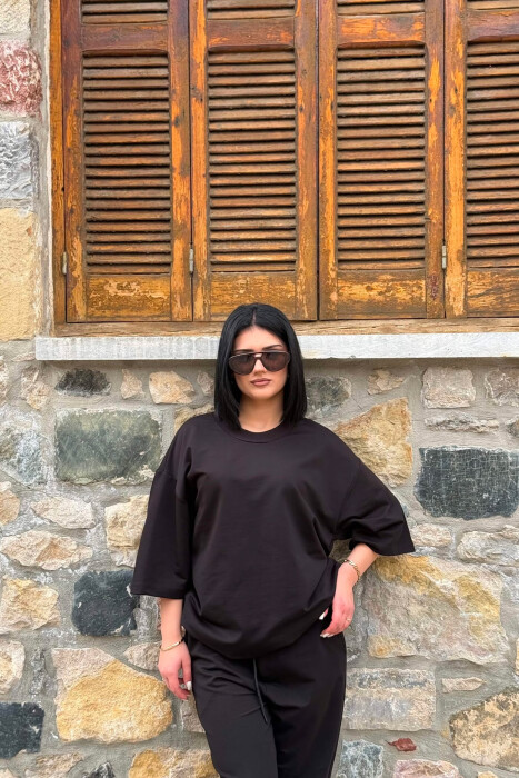 SET NJE NGJYRESH T-SHIRT I THJESHTE + TUTA PER FEMRA NE NGJYRE TE ZEZE - TE ZEZE - 7
