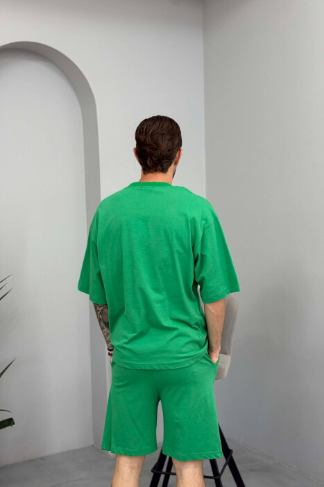 SET NJE NGJYRESH T-SHIRT I THJESHTE + TUTA PER MESHKUJ NE NGJYRE JESHILE TE ZBARDHUR - 4