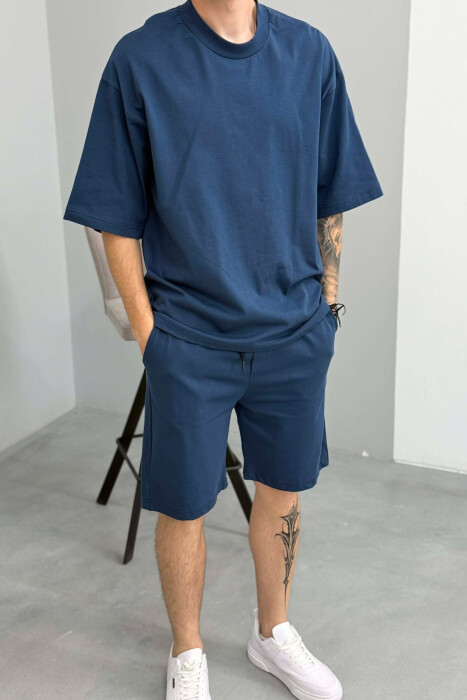 SET NJE NGJYRESH T-SHIRT + TUTA PER MESHKUJ NE NGJYRE BLU TE ERRET - 2