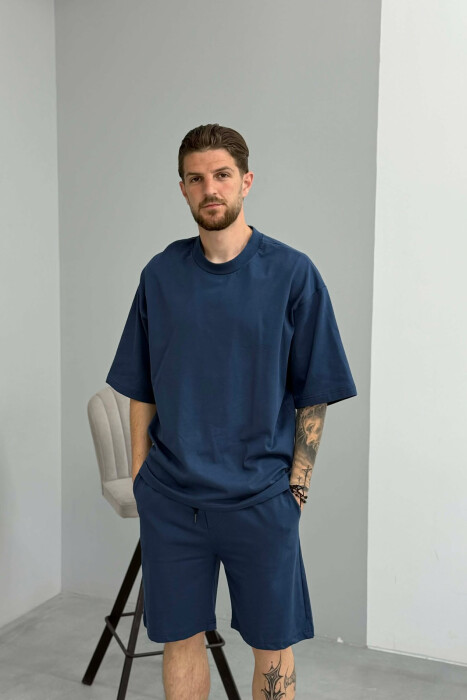 SET NJE NGJYRESH T-SHIRT + TUTA PER MESHKUJ NE NGJYRE BLU TE ERRET - 3