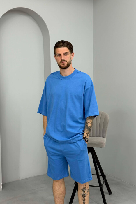 SET NJE NGJYRESH T-SHIRT + TUTA PER MESHKUJ NE NGJYRE BLU TE ZBARDHUR - 3