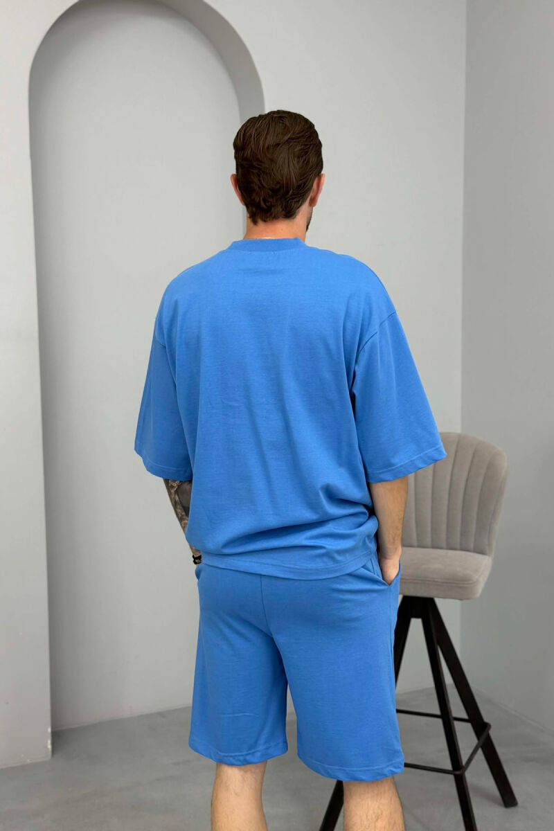 SET NJE NGJYRESH T-SHIRT + TUTA PER MESHKUJ NE NGJYRE BLU TE ZBARDHUR - 4