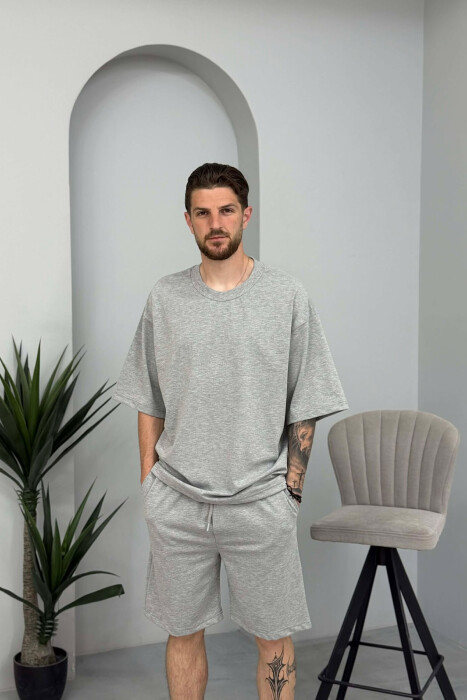 SET NJE NGJYRESH T-SHIRT + TUTA PER MESHKUJ NE NGJYRE GRI TE ZBARDHUR - 3