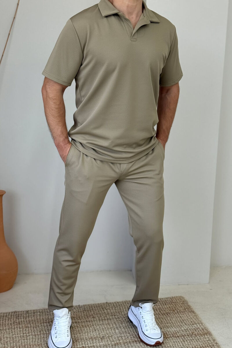 SET NJË NGJYRËSH T-SHIRT+TUTA PËR MESHKUJ NË NGJYRËN BEZHË - 1