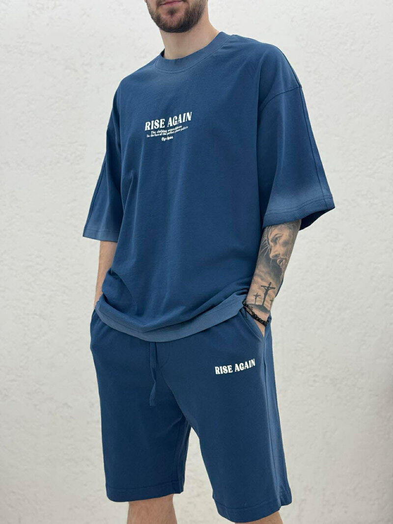 SET NJE NGJYRESH T-SHIRT + TUTA TE SHKURTRA PER MESHKUJ NE NGJYRE BLU - 5