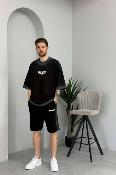 SET NJE NGJYRESH T-SHIRT + TUTA TE SHKURTRA PER MESHKUJ NE NGJYRE TE ZEZE - 1