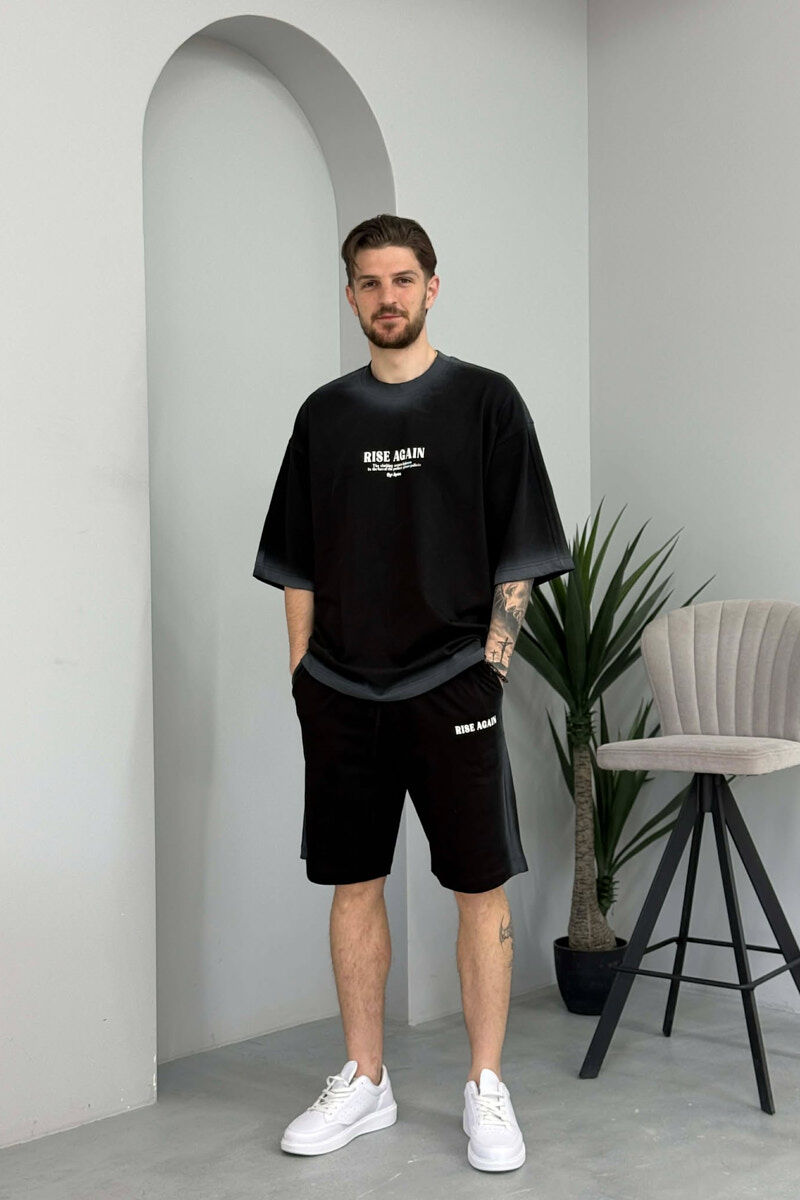 SET NJE NGJYRESH T-SHIRT + TUTA TE SHKURTRA PER MESHKUJ NE NGJYRE TE ZEZE - 3