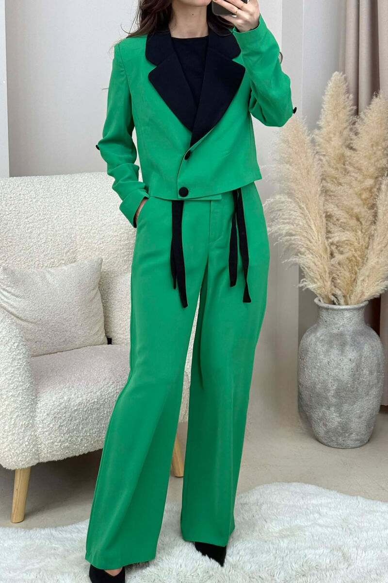 SET NJE NGJYRESH XHAKETE E SHKURTER +PANTALLONA PER FEMRA NE NGJYRE JESHILE - 3