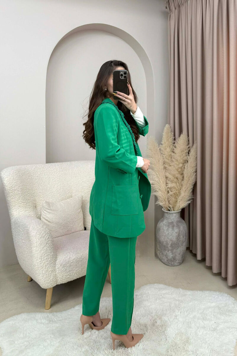 SET NJE NGJYRESH XHAKETE + PANTALLONA PER FEMRA NE NGJYRE JESHILE - 4
