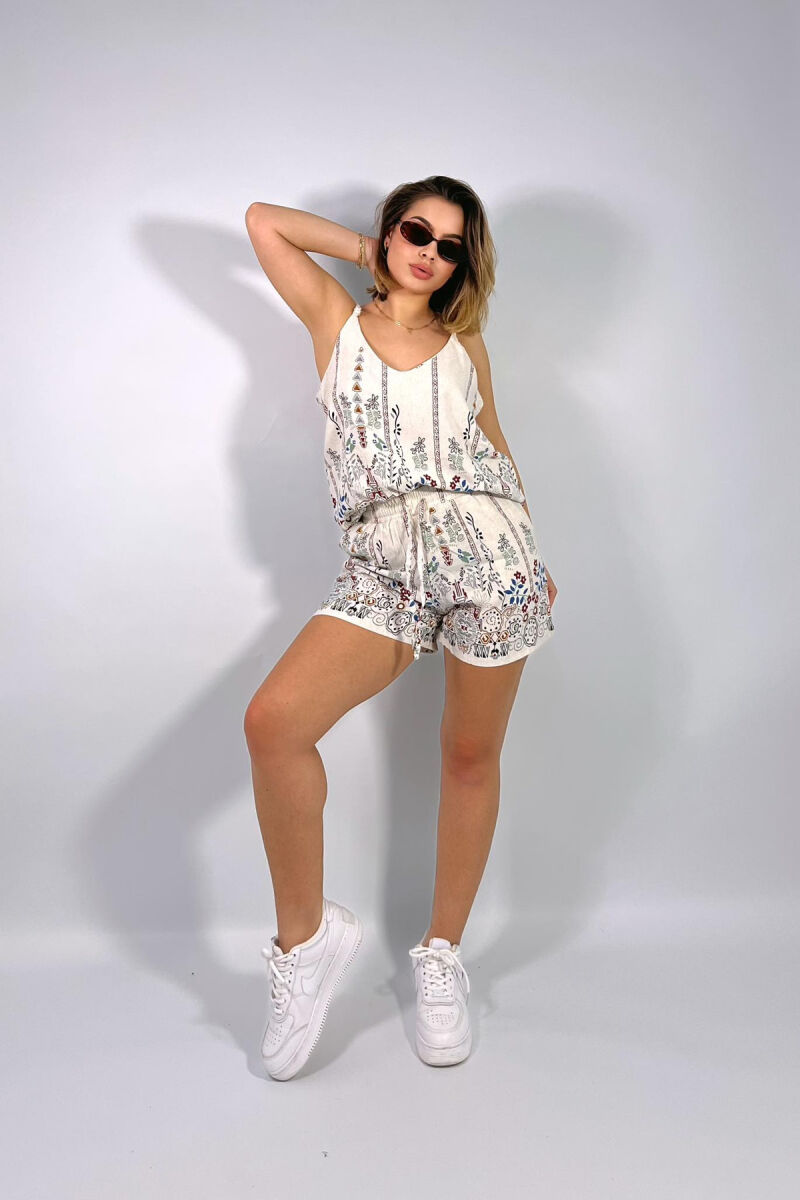 SET PANTALLONA TË SHKURTRA+KANTIERE PËR FEMRA NË NGJYRËN KREM - 3