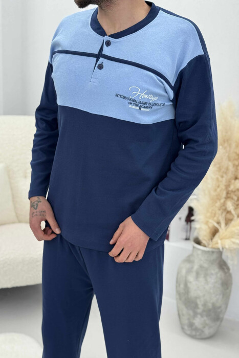 SET PIZHAMESH BLUZË+TUTA DY NGJYRËSHE PËR MESHKUJ NË NGJYRË BLU - 2